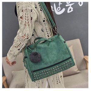 New Rivet Studded Satchel Crossbody Bag